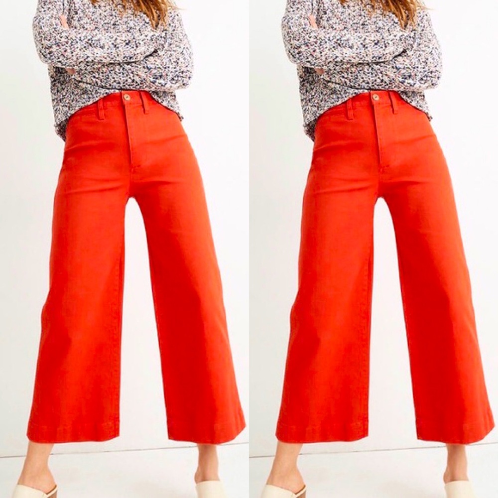 Madewell Emmett cropped wide leg high waist pants size 23 24 25 Americana red